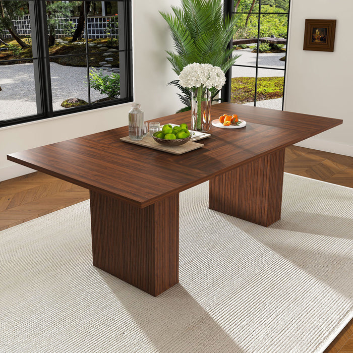 Rectangular Dining Table With Storage Base - Walnut Home Essentials