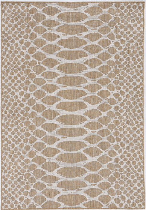 8' X 11' Abstract Indoor / Outdoor Area Rug - Ivory