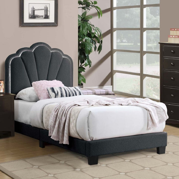 Bed With Floral Design Headboard And Built In LED Lighting Home Essentials
