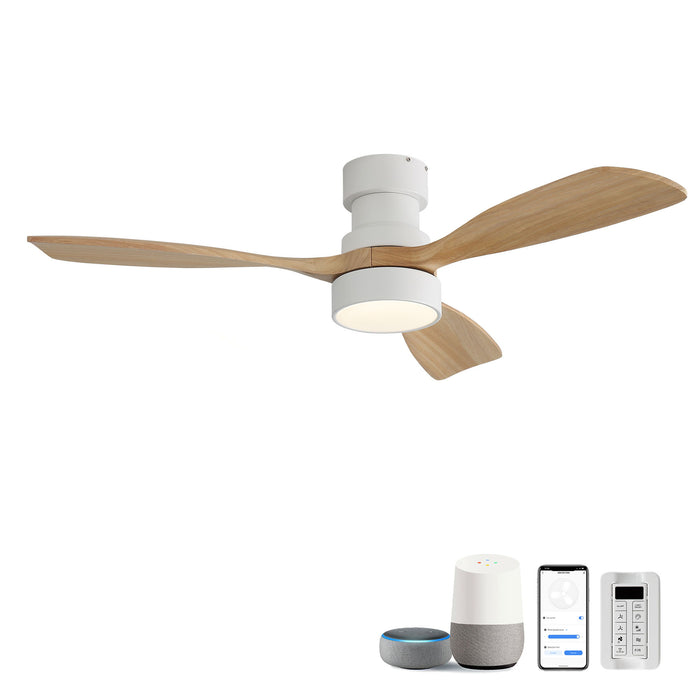 48" Ceiling Fan With Light And App Control, Quiet DC Motor, 6 Speed Fan, Dual Mounting - White Daily Nest
