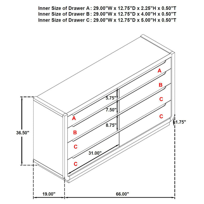 Bangor - 8 Drawer Bedroom Dresser Cabinet - Black Furniture Max