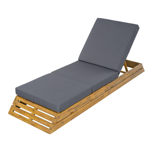Chaise Lounge Set With Cream 3 Fold Cushion, 3 Position Adjustable Backrest Noble House
