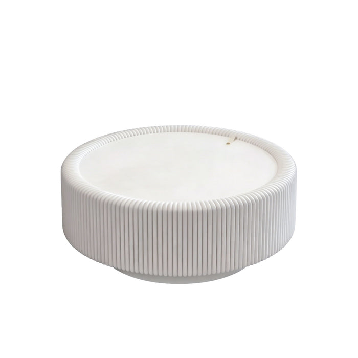 Round Fluted Coffee Table, Base & Hidden Storage - Snow White Home Essentials