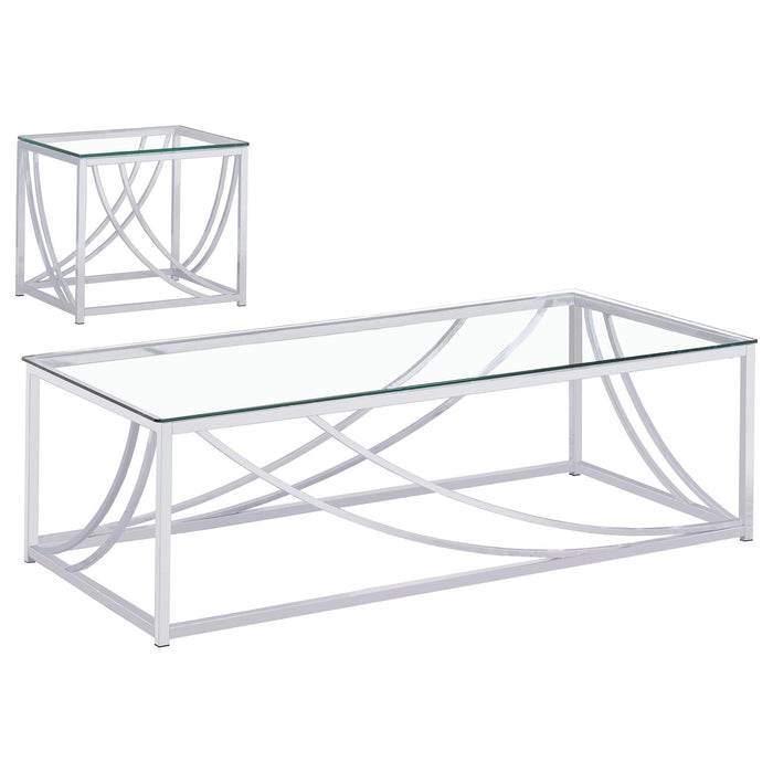 Kempton - 2 Piece Coffee And End Table Set - Chrome Furniture Max