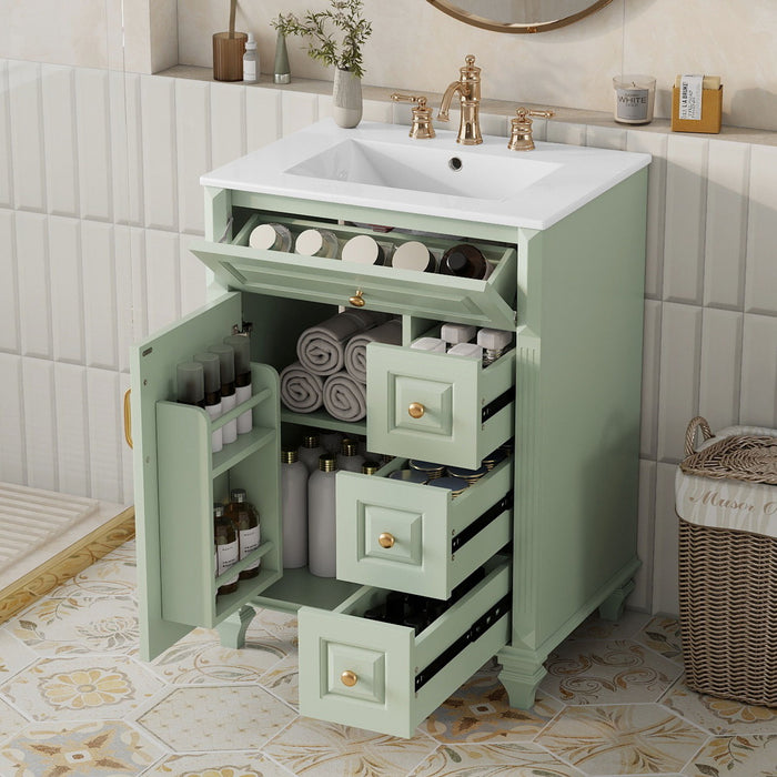 Freestanding Bathroom Vanity With Sink, 3 Drawers & Flip-Out Drawer Hearth and Haven