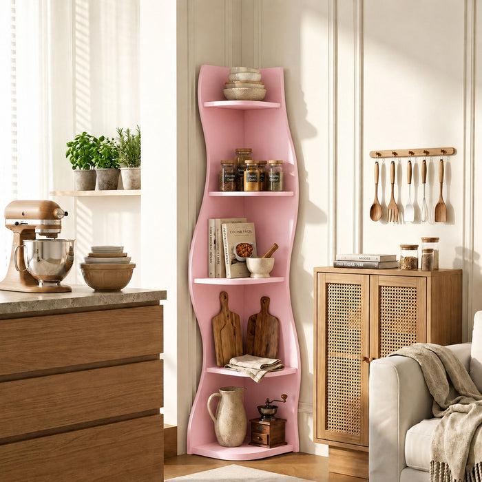 5 Tier S - Shaped Corner Shelf For Living Room Home Essentials