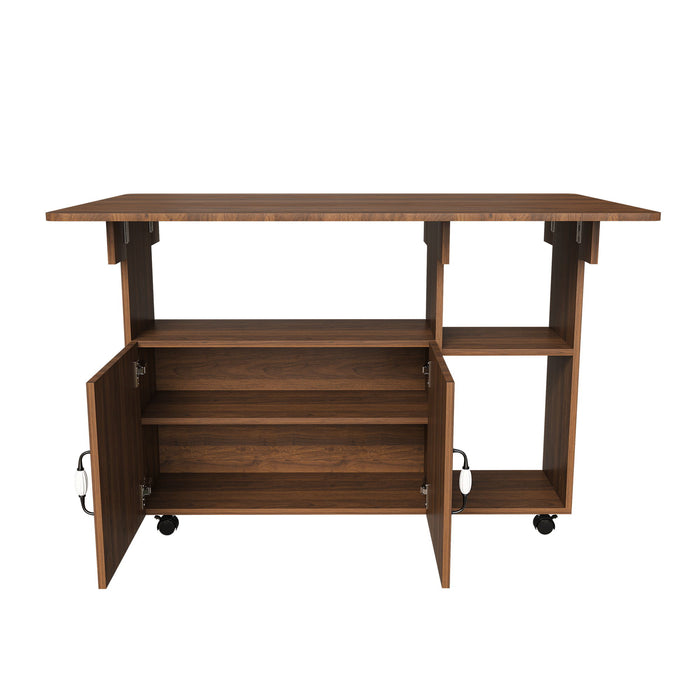 Multi Functional Folding Table With Storage Shelves And Wheels Home Essentials