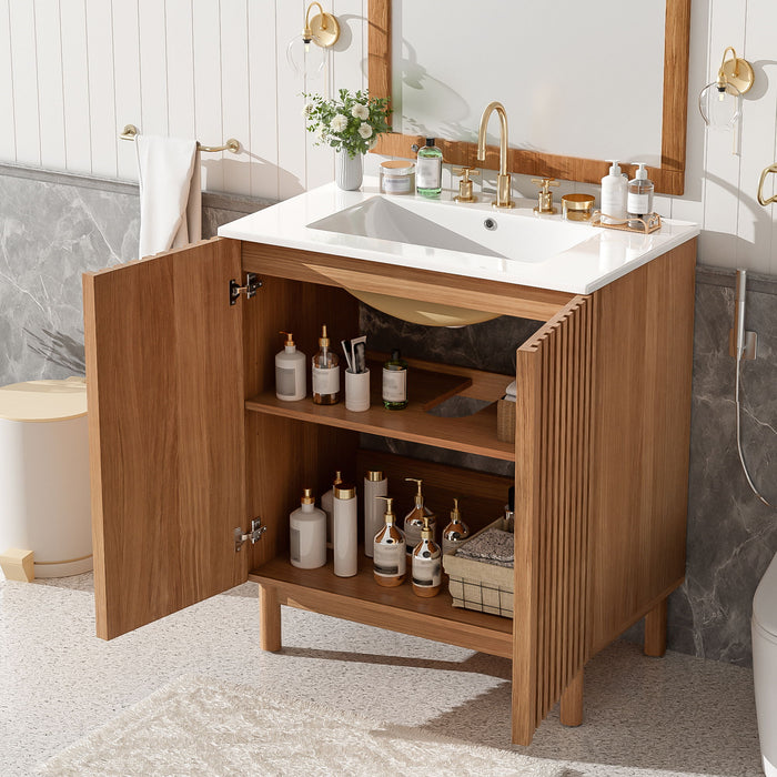 Traditional Bathroom Vanity With Ceramic Sink Hearth and Haven