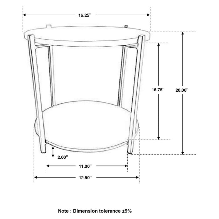 Bleskin - Round Accent Side Table With Shelf - White Furniture Max