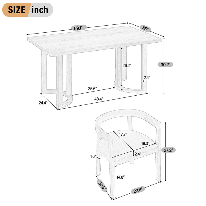 Rectangular Dining Table Set For 6 With Upholstered Barrel Back Chairs Hearth and Haven
