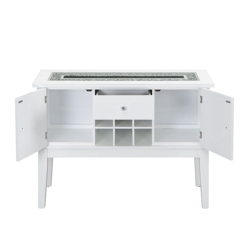 Elizaveta - Server - Faux Crystal Diamonds & White High Gloss ACME