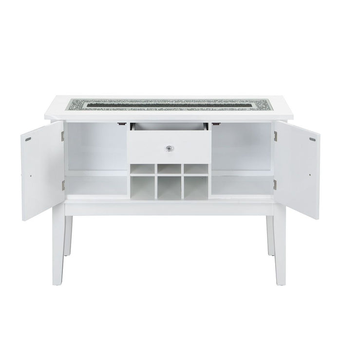 Elizaveta - Server - Faux Crystal Diamonds & White High Gloss ACME