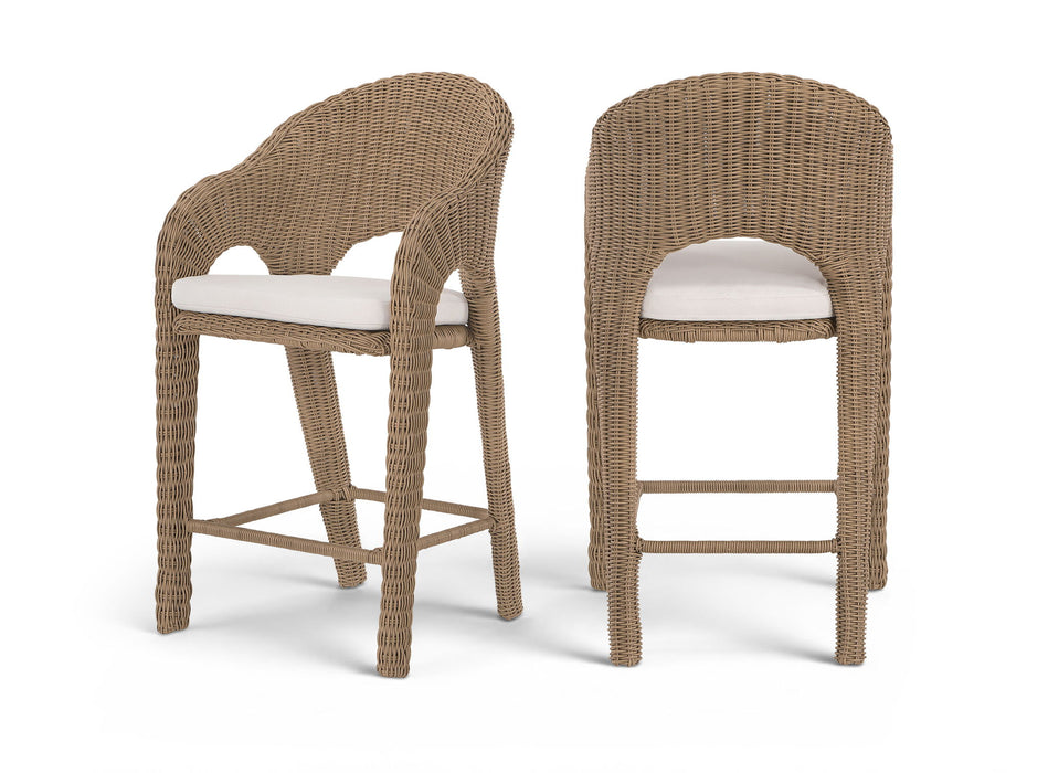 Seacrest - Olefin Water Resistant Fabric And Wicker Outdoor Patio Bar Stool Meridian Furniture