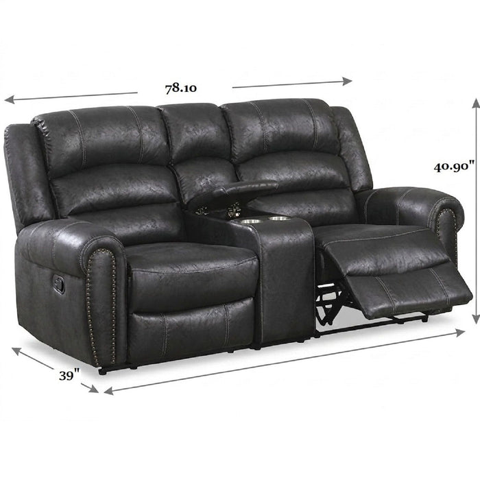 Power Reclining Loveseat With USB Port And Cup Holder Console - Black Home Essentials