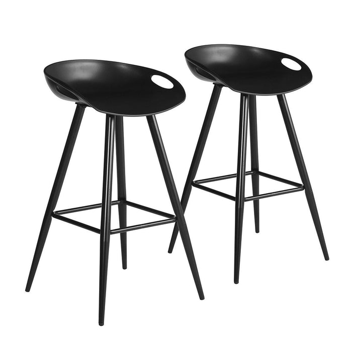 Low Back Bar Height Bar Chairs With Footrest 32" (Set of 2)  - Black