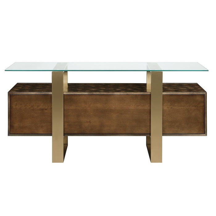 Mabyn - Console Cabinet - Brass & Antique Brown ACME