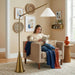 Lisbon - Floor Lamp With On / Off Switch Coned Base Hanging Shade - Antique Brass / White Ashcroft Furniture