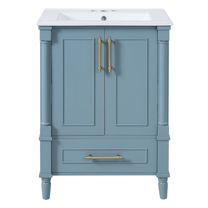 Bathroom Vanity With Ornate French Cylinder Legs, Soft Close Drawer Hearth and Haven