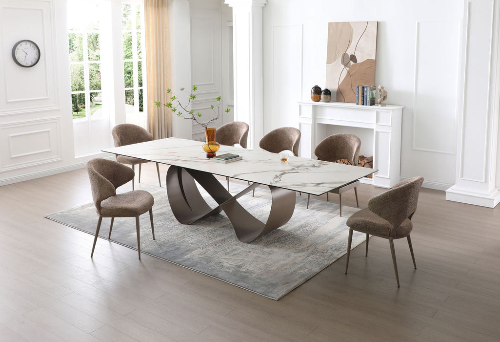 9305 - Dining Table - White / Dark Brown Extravaganza Collection