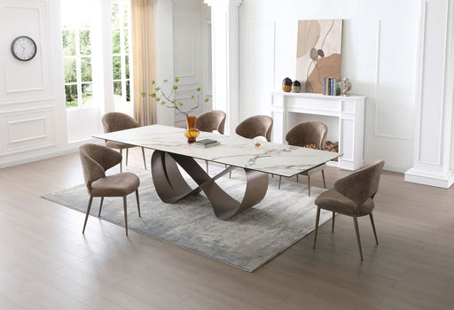 9305 - Dining Table - White / Dark Brown Extravaganza Collection