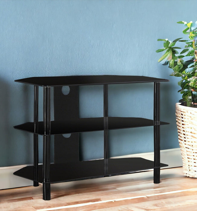 Metal Open Shelving TV Stand - Black