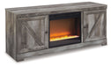 Wynnlow - 63" TV Stand With Glass/Stone Fireplace Insert - Gray Signature Design by Ashley®