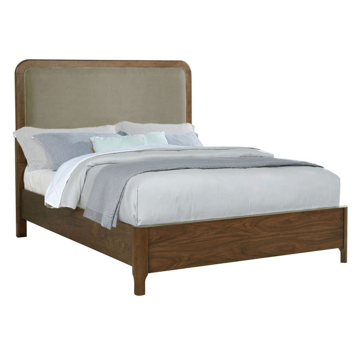 Verona - Queen Upholstered Panel Bed - Walnut Furniture Max