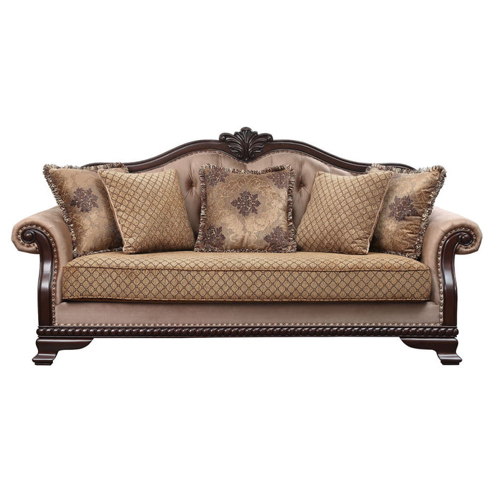 Chateau De Ville - Sofa With 5 Pillows (Same Lv01588) - Fabric & Espresso ACME