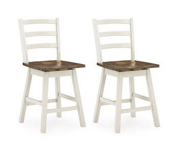 Brinfern - Swivel Stool (Set of 2) - Brown / Antique White Signature Design by Ashley®