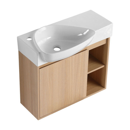 26" Wall Mounted Bathroom Vanity With Sink & Soft Close Door - Oak Home Essentials