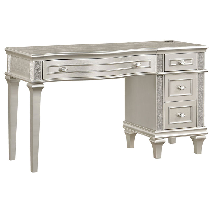 Colwood - 4 Drawer Vanity Desk With And Built In Charging - Silver Gray Furniture Max