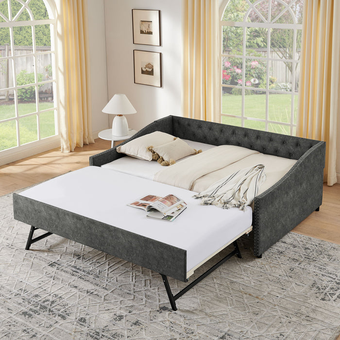 Upholstered Daybed With USB Charging & Pull Out Bed Home Essentials