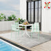 4 Piece Set Of Color Block Designed Single Chairs & Round Table - Cream White / Haze Green / White Home Essentials