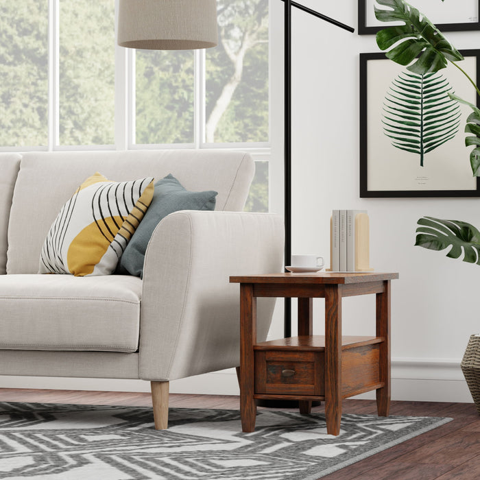 Warm Shaker - Narrow Side Table - Distressed Charcoal Brown Simpli-Home