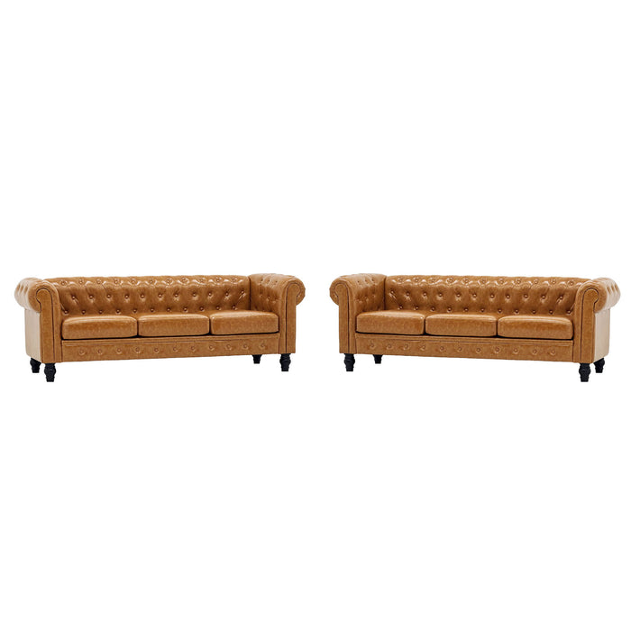 2 Piece Sofa Set With Rolled Armrests Home Essentials