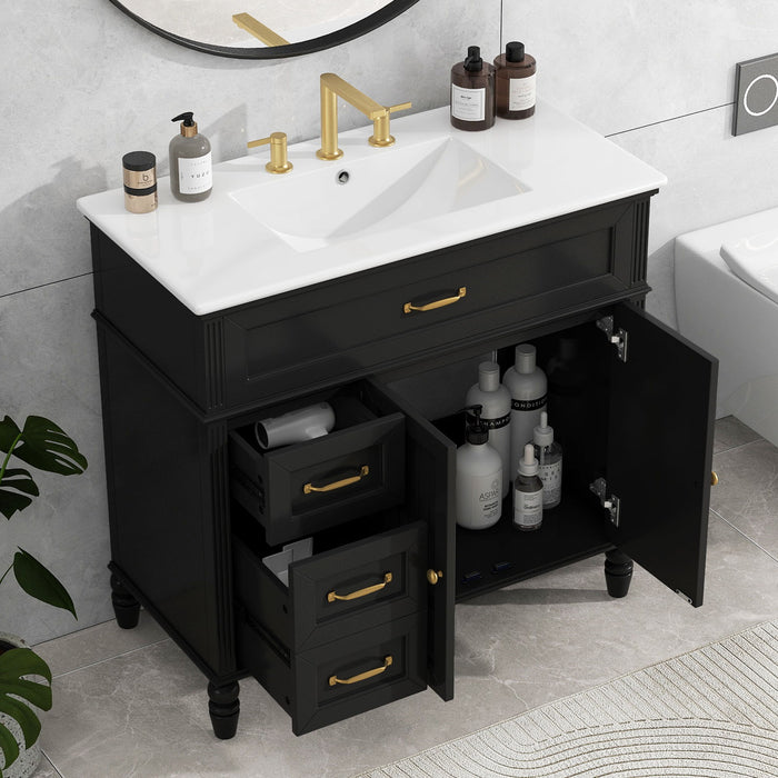 Bathroom Vanity With Sink, 2 Doors 2 Drawers, Freestanding Design Noble House