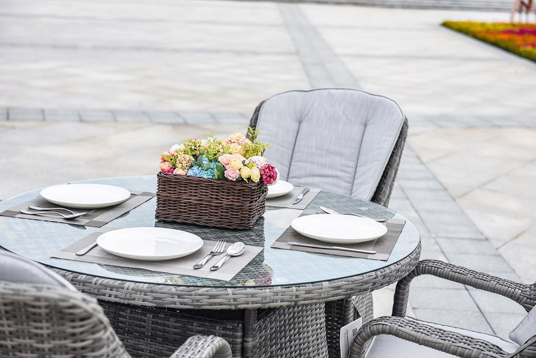 5 Piece Round Glass Dining Set - Gray