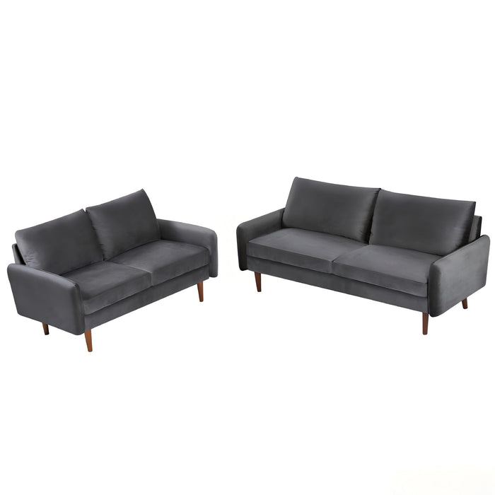 Kent - 2 Piece Sofa & Loveseat Set For Living Room - Gray US Pride