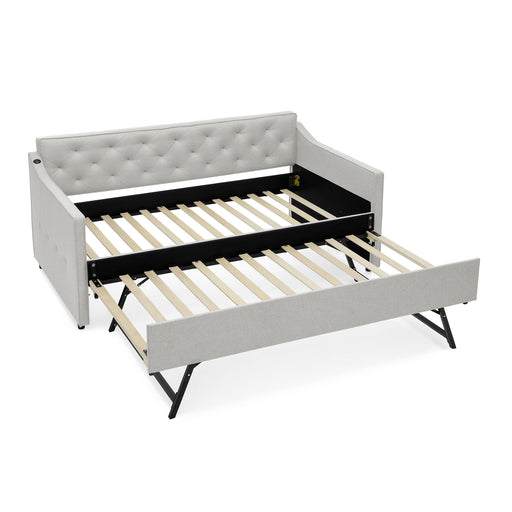 Daybed With Pop Up Trundle And USB Charging Armrest Home Essentials