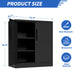 Heavy Duty Storage Cabinet With Lock, 2 Door File Cabinet With 2 Adjustable Shelves - Black Home Essentials