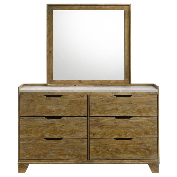 Packard - 6 Drawer Dresser With Mirror - Oak Furniture Max