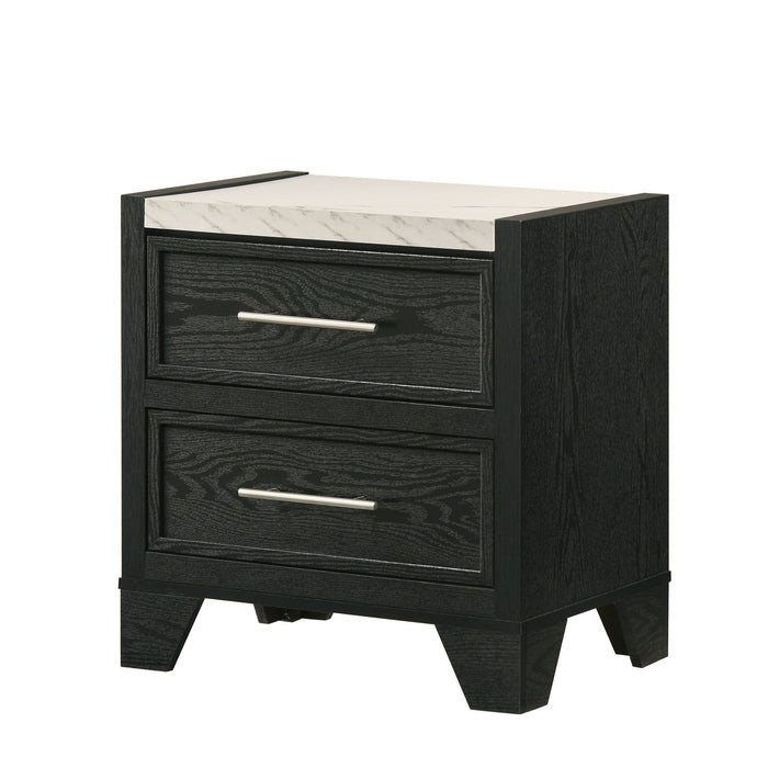2 Drawers Nightstand - Black / White