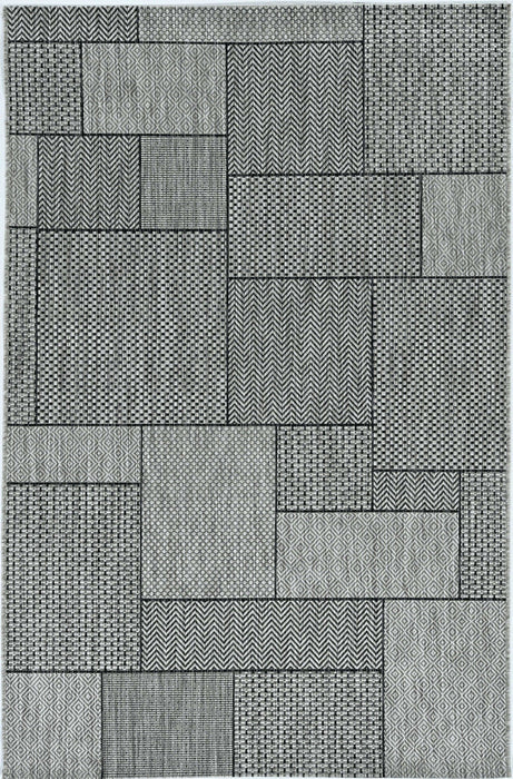 3' X 4' Machine Woven UV Treated Geometric Blocks Indoor / Outdoor Accent Rug - Gray