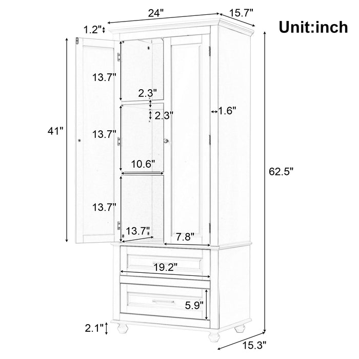 Tall Storage Cabinet With 2 Drawers For Bathroom Hearth and Haven