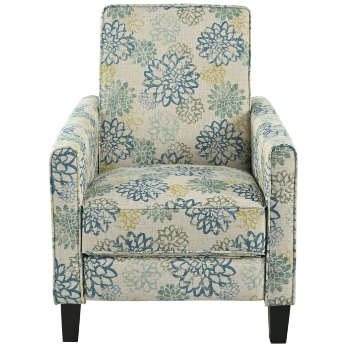 Upholstered Push Back Recliner Chair For Living Room - Blue Noble House