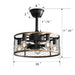 20" Industrial Cage Ceiling Fan With Remote Control, 7 Blades, DC Motor, 1H / 4H / 8H Timer - Black Daily Nest