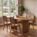 Oval Dining Table Set With 4 Birch Rattan Chairs - Brown / Light Brown Noble House