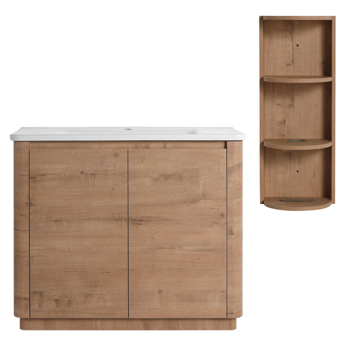 Freestanding Bathroom Vanity With Sink, 2 Soft Close Doors & Storage Rack Home Essentials