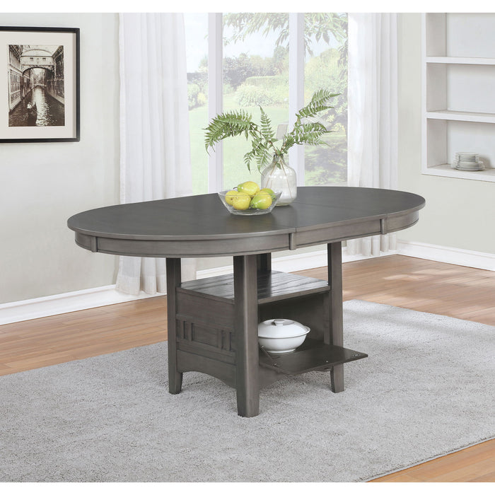 Lavon - Oval Extension Leaf Dining Table With Built In Storage - Gray Furniture Max