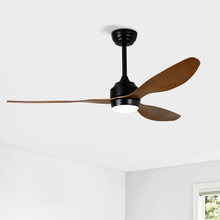 Ceiling Fan With Lights Quiet DC Motor 3 Blade Ceiling Fans 6 Speed Levels, Reversible Ceiling Fan - Matte Black / Wood Daily Nest